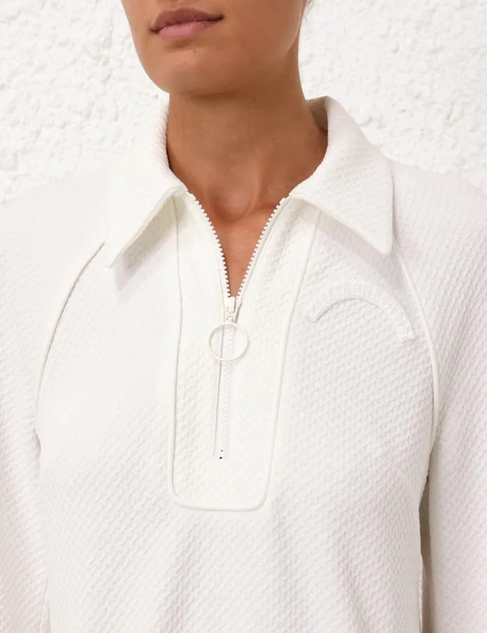 Zimmermann Clothing Natura Textured Jersey Dress Ivory 8211 Women