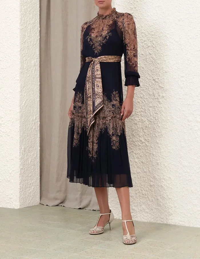 Zimmermann Clothing Natura Tubular Midi Navy Paisley 8211 Women