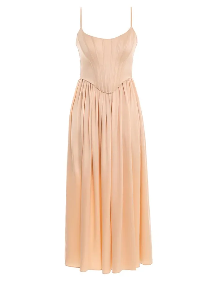 Zimmermann Clothing Silk Corset Dress Sand 8211 Women