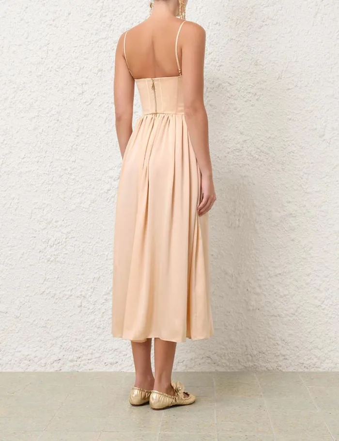 Zimmermann Clothing Silk Corset Dress Sand 8211 Women