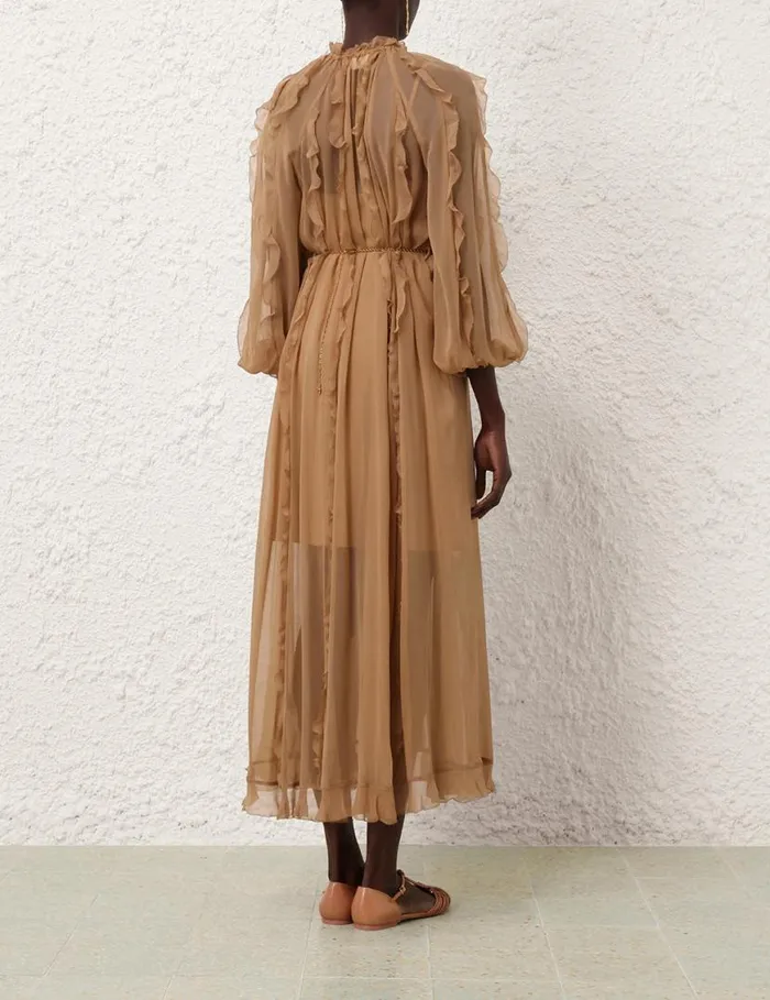 Zimmermann Clothing Tranquillity Billow Midi Tan 8211 Women