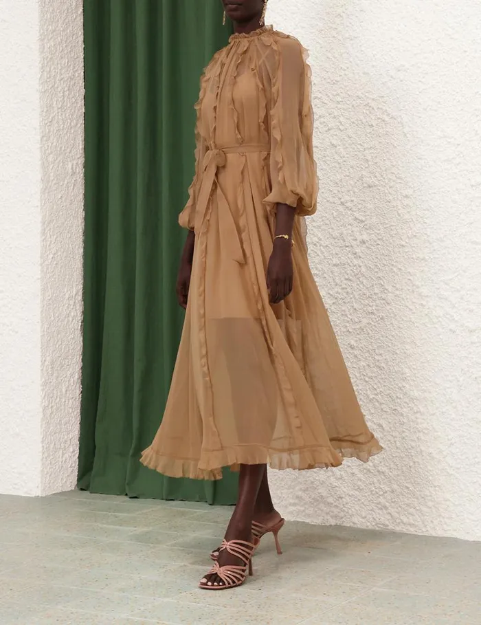Zimmermann Clothing Tranquillity Billow Midi Tan 8211 Women