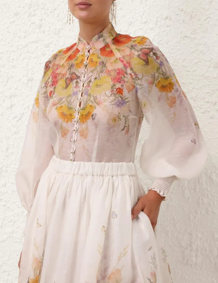 Zimmermann Clothing Tranquillity Blouse Red Butterflies 8211 Women