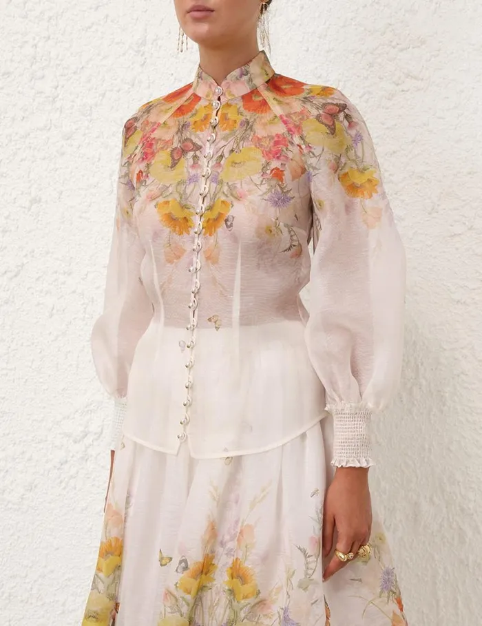Zimmermann Clothing Tranquillity Blouse Red Butterflies 8211 Women