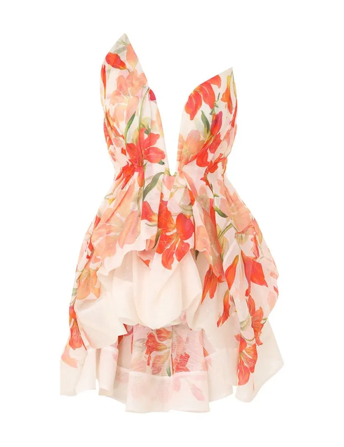 Zimmermann Clothing Tranquillity Draped Bodice Red Lily 8211 Women