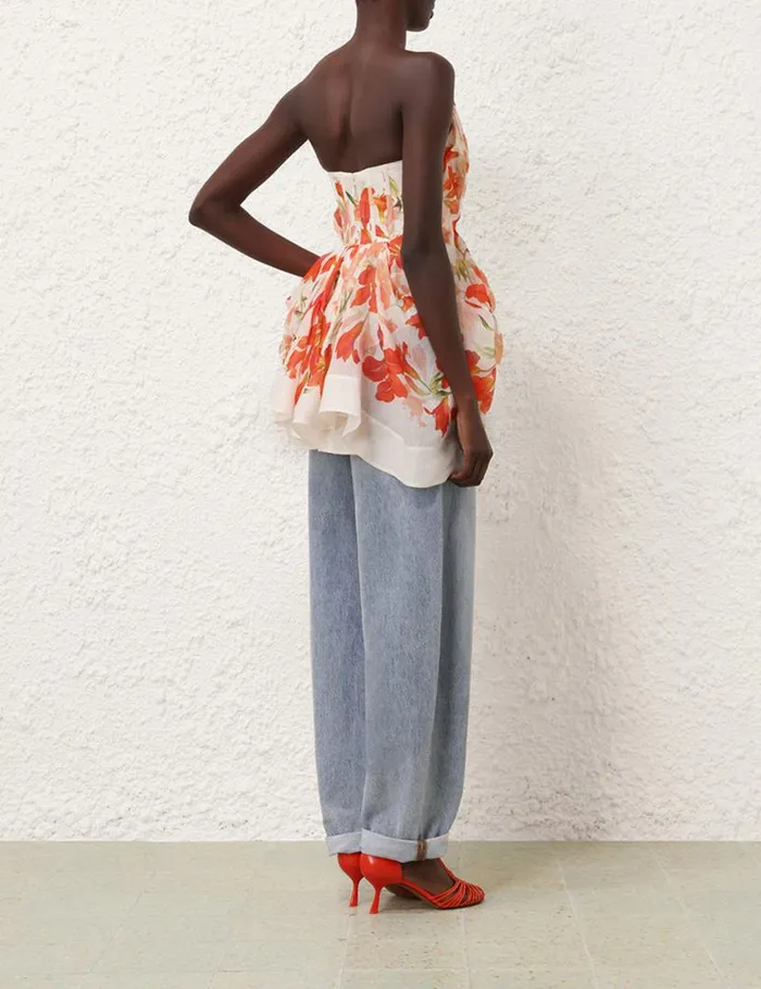 Zimmermann Clothing Tranquillity Draped Bodice Red Lily 8211 Women