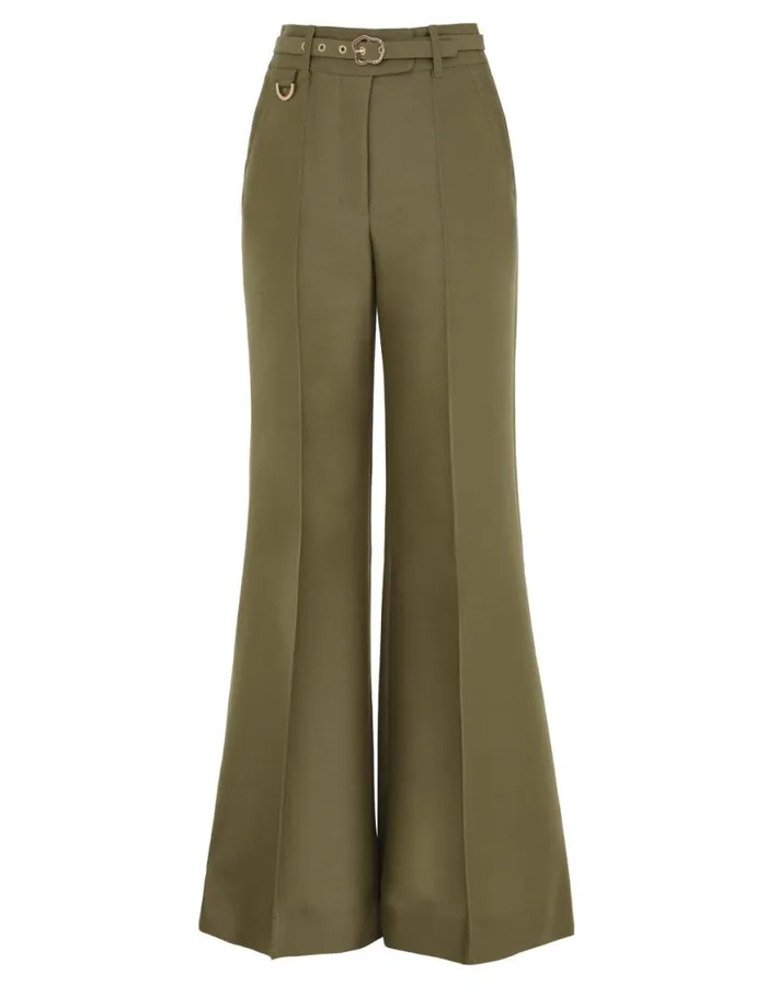 Zimmermann Clothing Tranquillity Flare Leg Pant Light Olive 8211 Women