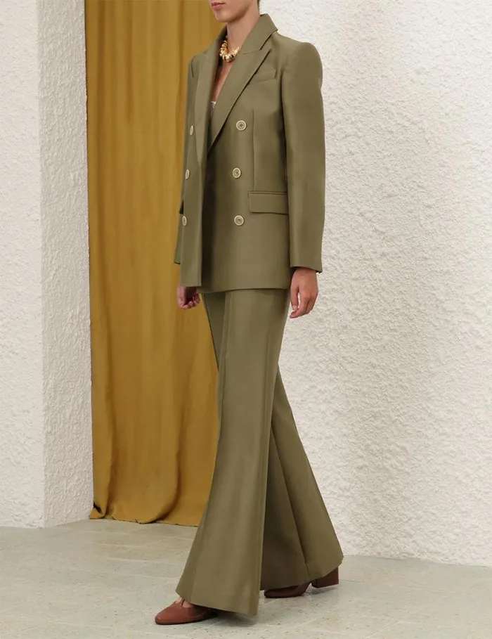 Zimmermann Clothing Tranquillity Flare Leg Pant Light Olive 8211 Women