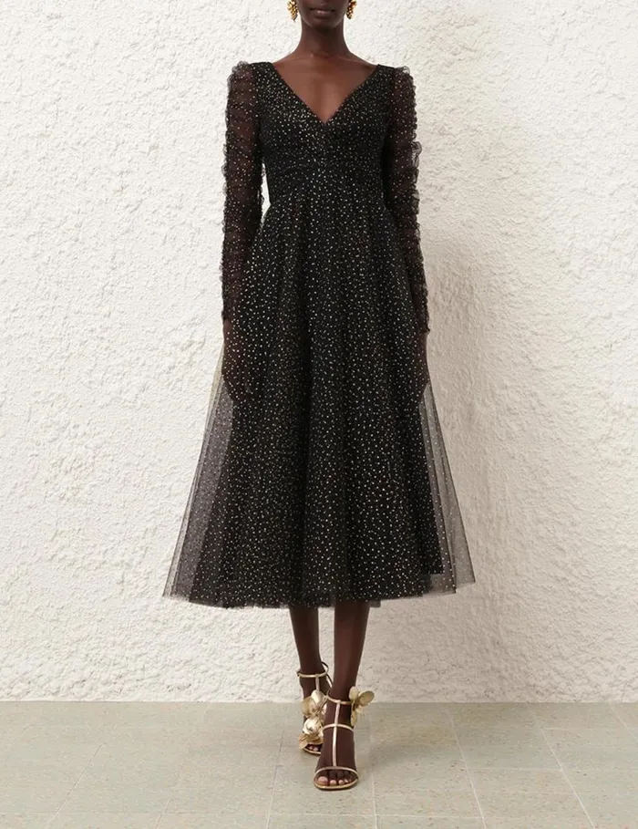 Zimmermann Clothing Tulle Ballet Dress Blackgold Dot 8211 Women