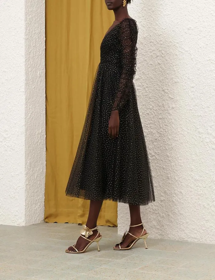 Zimmermann Clothing Tulle Ballet Dress Blackgold Dot 8211 Women
