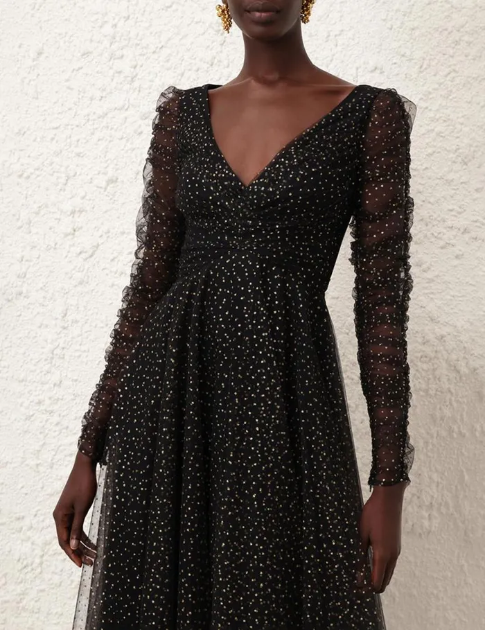Zimmermann Clothing Tulle Ballet Dress Blackgold Dot 8211 Women