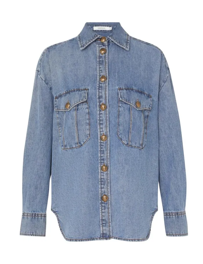 Zimmermann Denim Denim Oversize Shirt Poseidon Blue 8211 Women