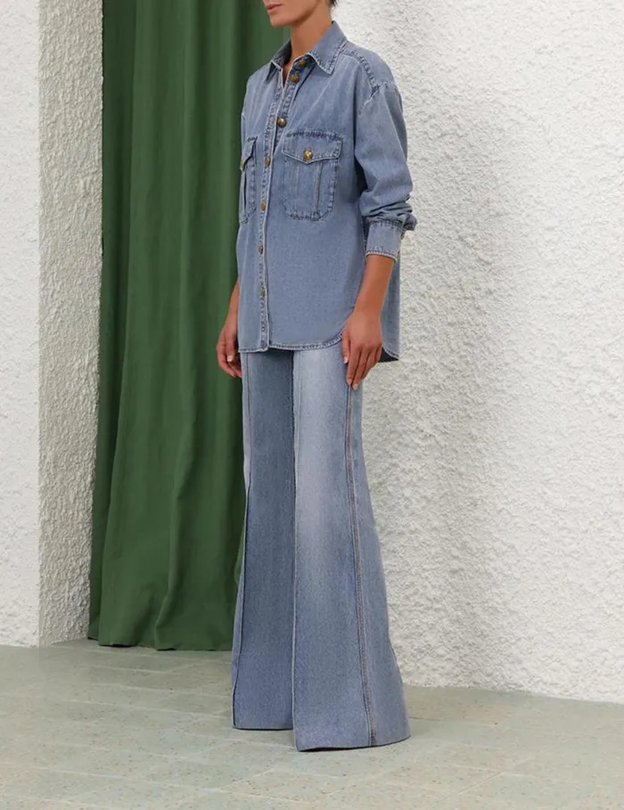 Zimmermann Denim Denim Oversize Shirt Poseidon Blue 8211 Women