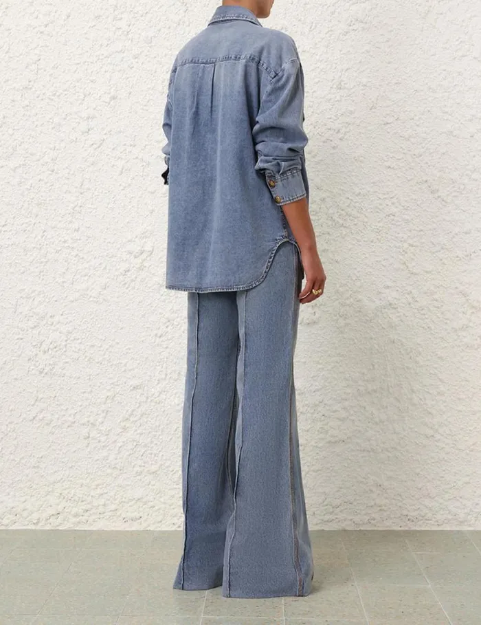 Zimmermann Denim Denim Oversize Shirt Poseidon Blue 8211 Women