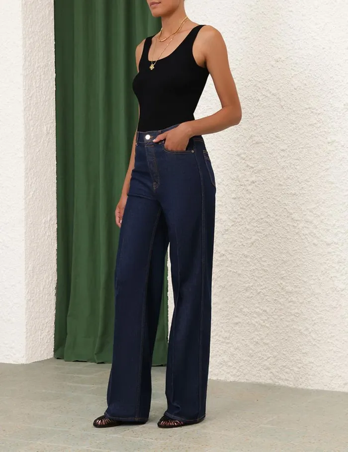 Zimmermann Denim Wide Straight Jean Ink 8211 Women