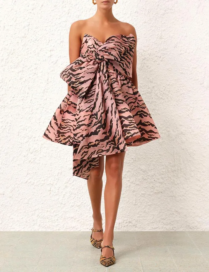 Zimmermann Dresses Matchmaker Bow Mini Dress Pink Tiger 8211 Women