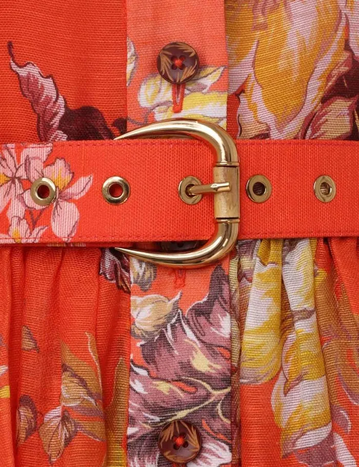 Zimmermann Dresses Matchmaker Midi Shirt Dress Red Tropical Floral 8211 Women