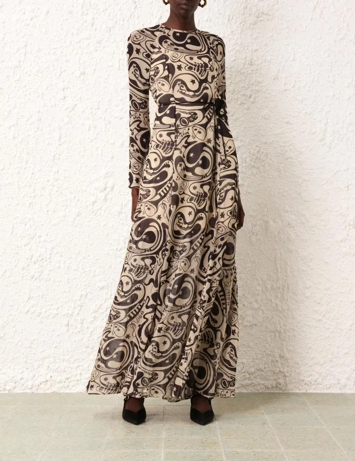 Zimmermann Dresses Matchmaker Sheath Dress Blacktea Abstract Musical 8211 Women