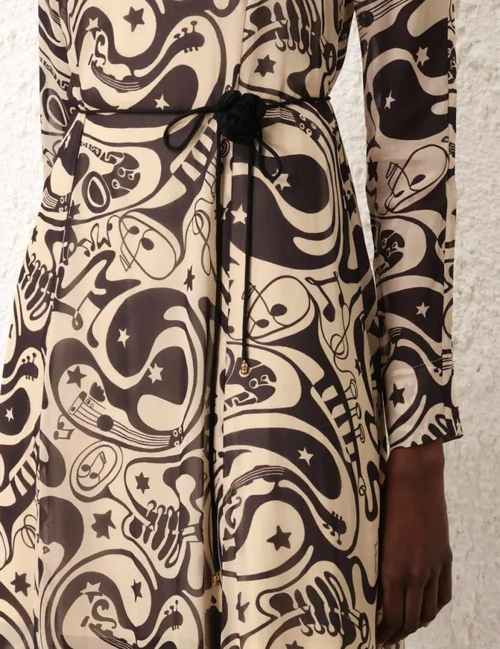Zimmermann Dresses Matchmaker Sheath Dress Blacktea Abstract Musical 8211 Women