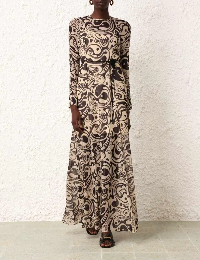 Zimmermann Dresses Matchmaker Sheath Dress Blacktea Abstract Musical 8211 Women