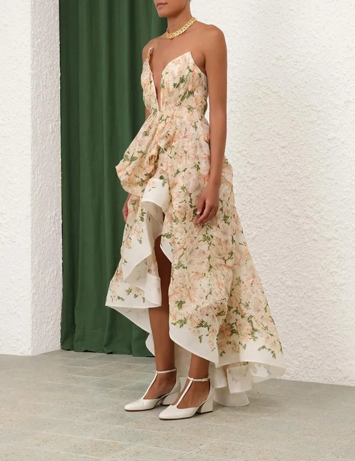 Zimmermann Dresses Natura Draped Midi Dress Coral Azalea 8211 Women