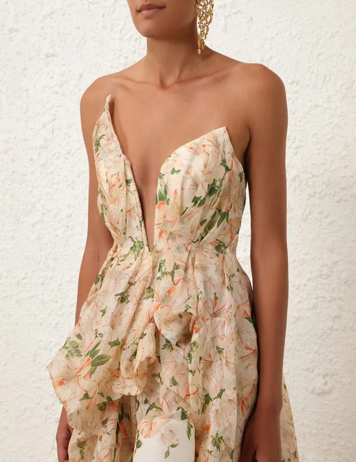 Zimmermann Dresses Natura Draped Midi Dress Coral Azalea 8211 Women