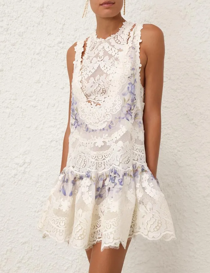 Zimmermann Dresses Natura Lace Patch Mini Iris Mixed Print 8211 Women