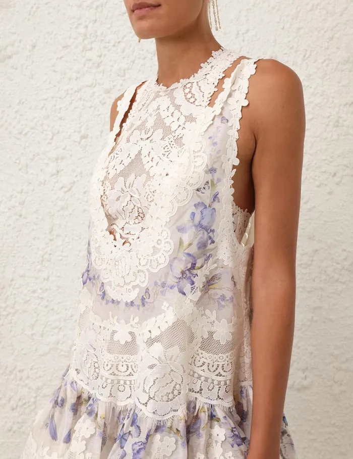 Zimmermann Dresses Natura Lace Patch Mini Iris Mixed Print 8211 Women