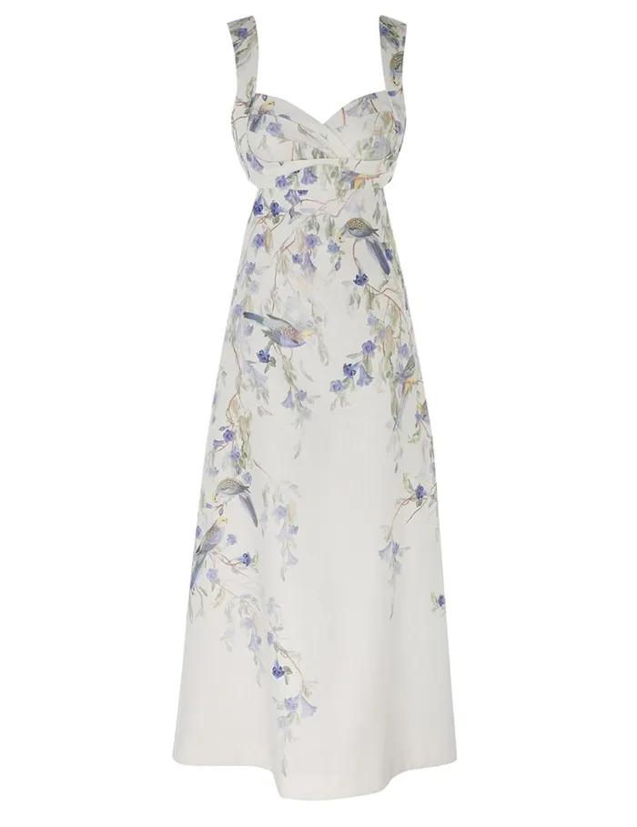 Zimmermann Dresses Natura Midi Dress Blue Birds 8211 Women