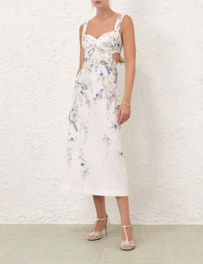 Zimmermann Dresses Natura Midi Dress Blue Birds 8211 Women