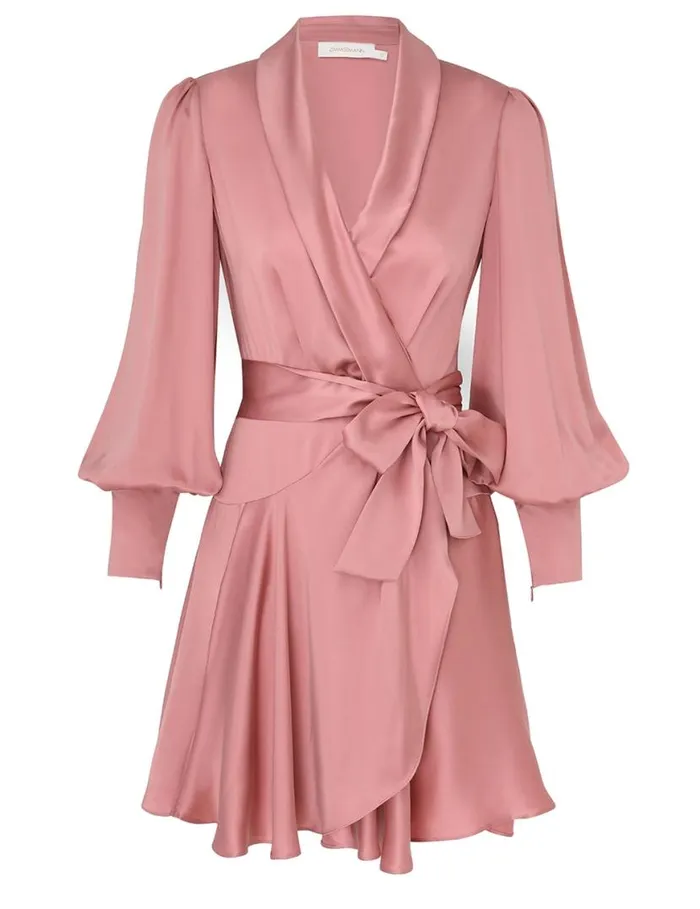 Zimmermann Dresses Silk Wrap Mini Dress Rose 8211 Women