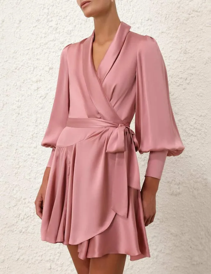 Zimmermann Dresses Silk Wrap Mini Dress Rose 8211 Women