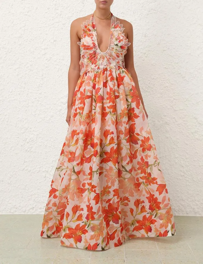 Zimmermann Dresses Tranquillity Feather Dress Red Lily 8211 Women