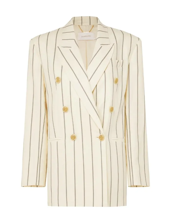 Zimmermann Jackets and Coats Natura Relaxed Jacket Navycream Stripe 8211 Women Zimmermann Jackets and Coats Natura Relaxed Jacket Navycream Stripe 8211 Women