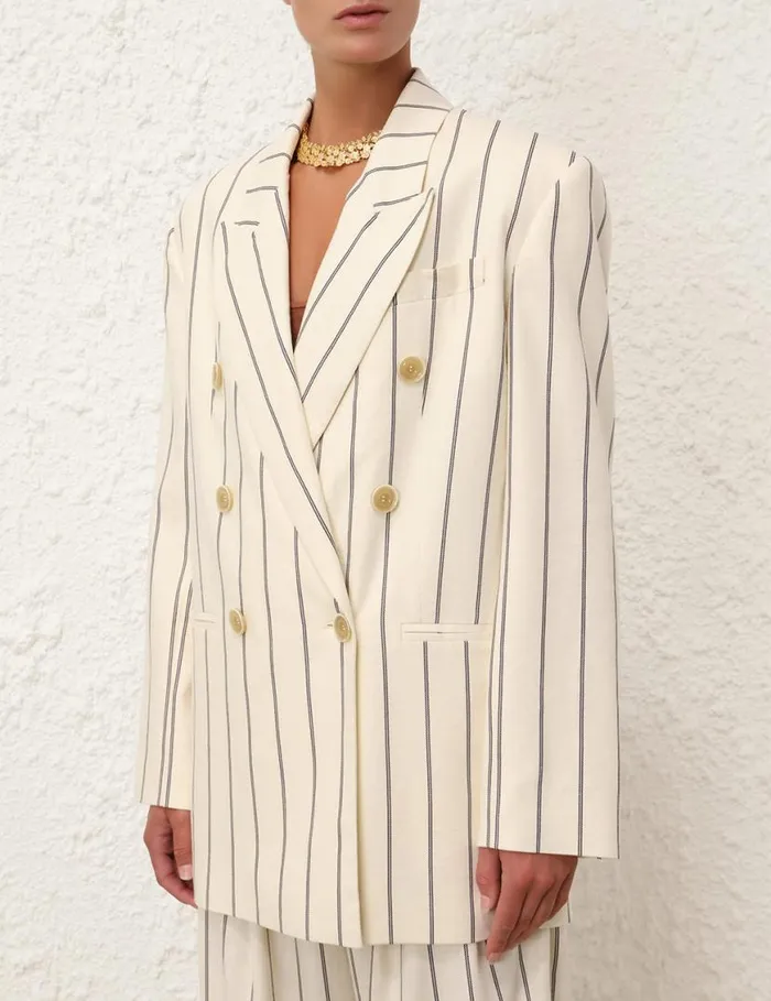 Zimmermann Jackets and Coats Natura Relaxed Jacket Navycream Stripe 8211 Women