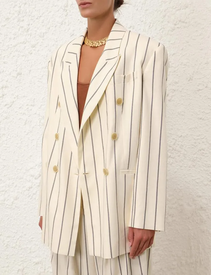 Zimmermann Jackets and Coats Natura Relaxed Jacket Navycream Stripe 8211 Women