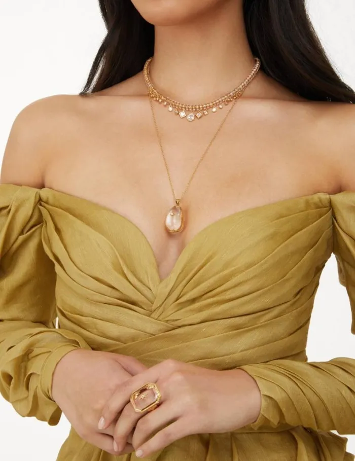 Zimmermann Jewellery Crystal Pebble Necklace Goldtransparent Quartz 8211 Women
