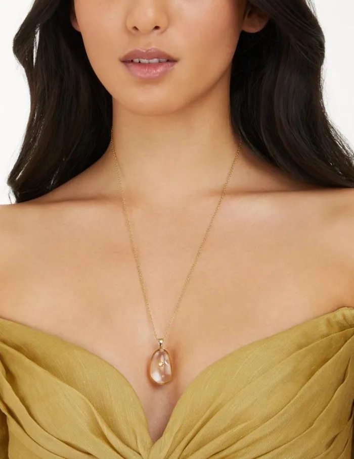 Zimmermann Jewellery Crystal Pebble Necklace Goldtransparent Quartz 8211 Women