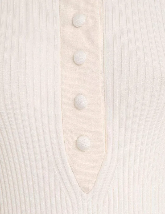 Zimmermann Knitwear Knit Polo Top Parchment 8211 Women