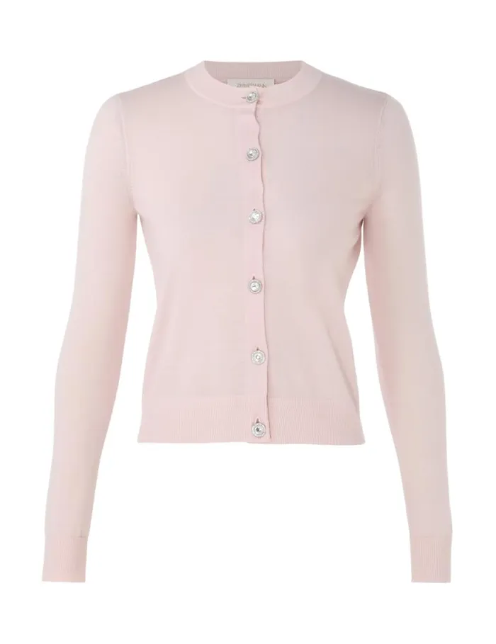 Zimmermann Knitwear Matchmaker Crew Neck Cardigan Dusty Pink 8211 Women