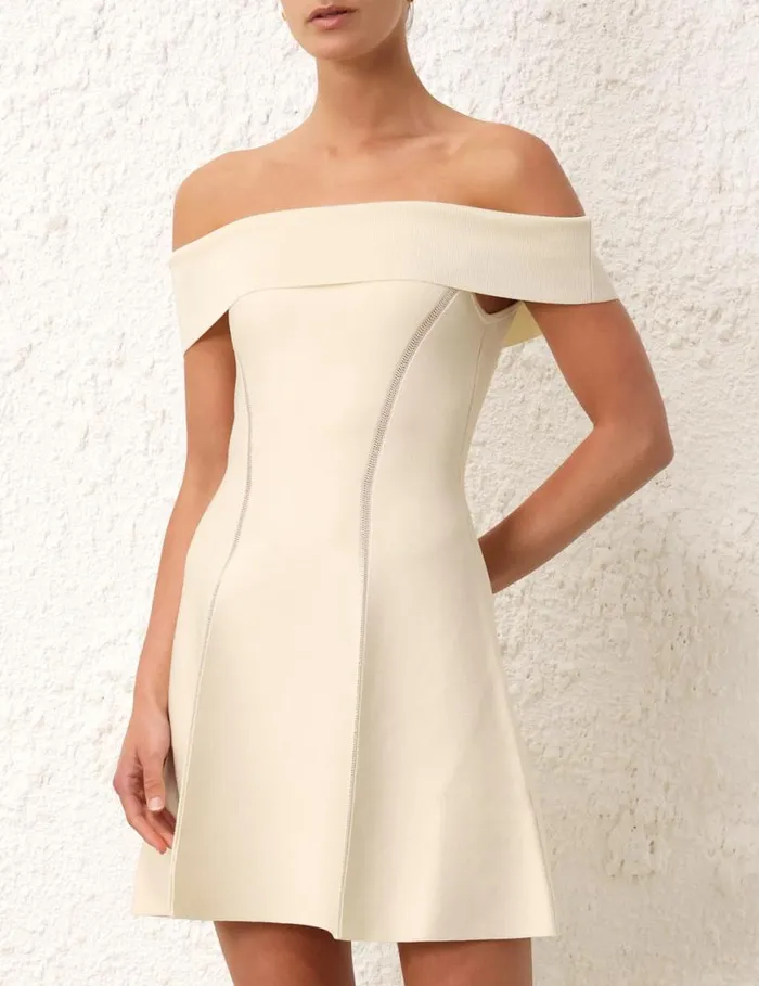 Zimmermann Knitwear Matchmaker Knit Panelled Mini Cream 8211 Women
