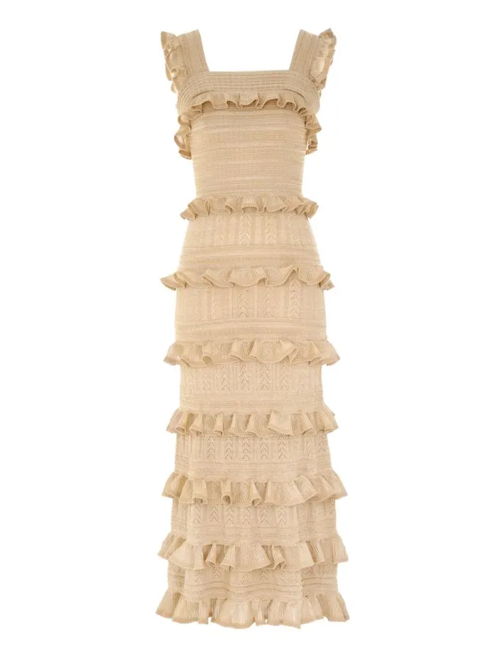 Zimmermann Knitwear Matchmaker Ruffle Midi Gold Lurex 8211 Women