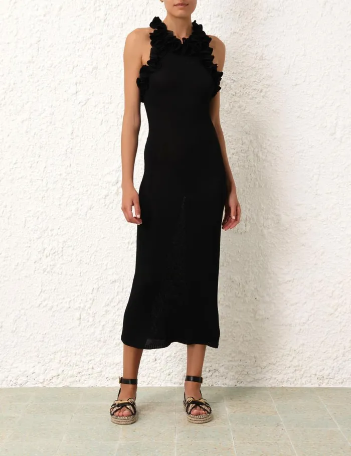 Zimmermann Knitwear Matchmaker Ruffle Neck Midi Black 8211 Women