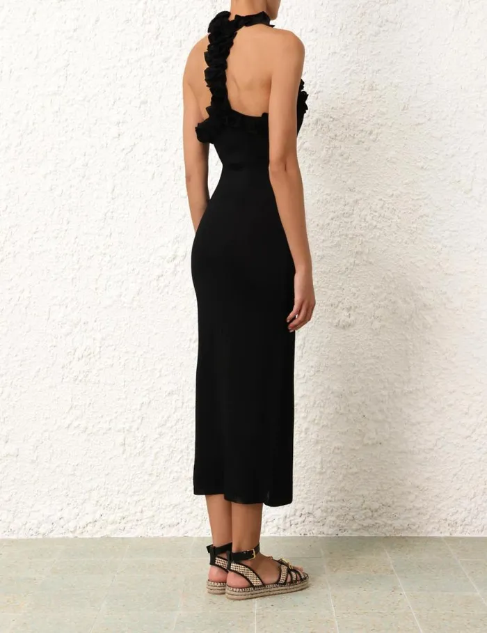 Zimmermann Knitwear Matchmaker Ruffle Neck Midi Black 8211 Women