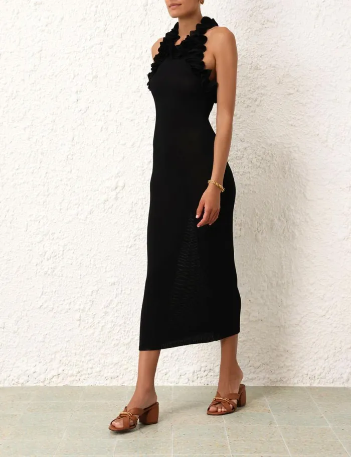 Zimmermann Knitwear Matchmaker Ruffle Neck Midi Black 8211 Women