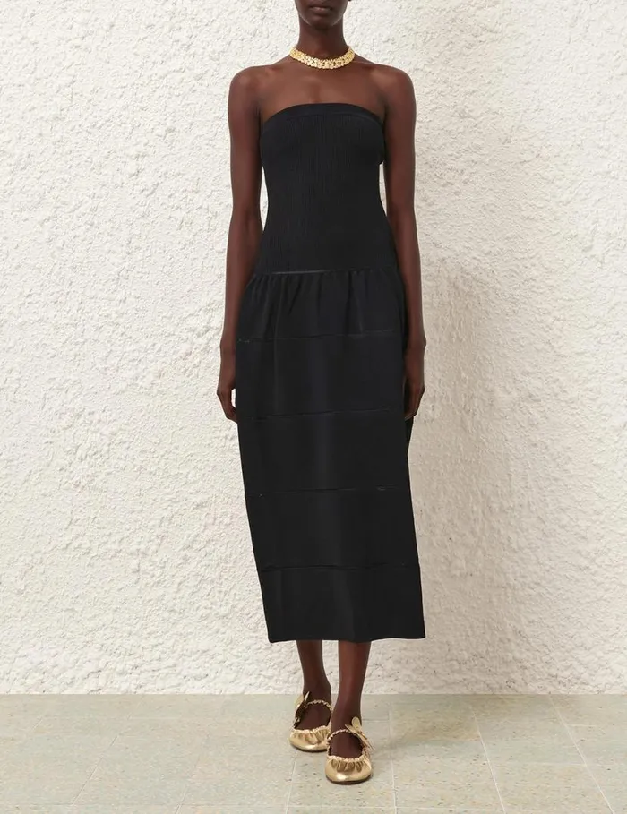 Zimmermann Knitwear Natura Panelled Midi Dress Black 8211 Women