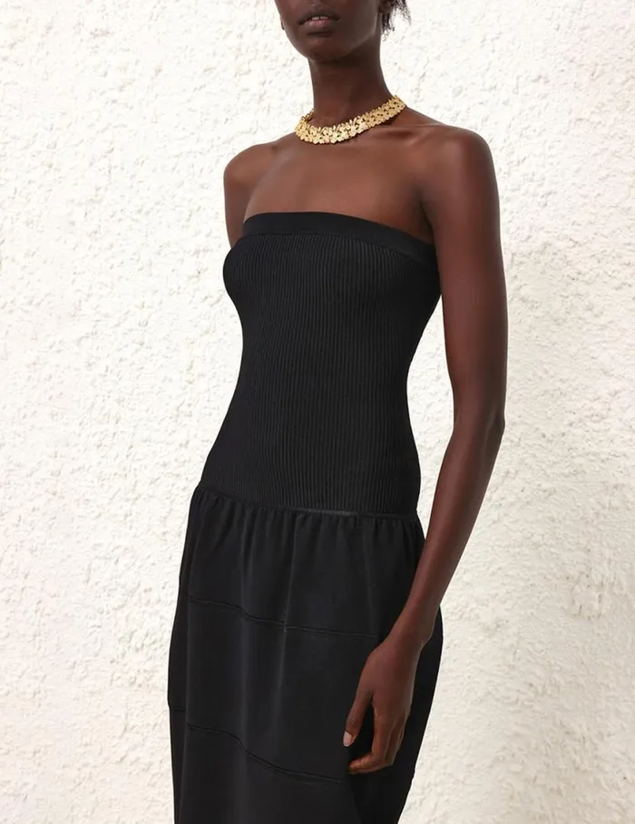 Zimmermann Knitwear Natura Panelled Midi Dress Black 8211 Women