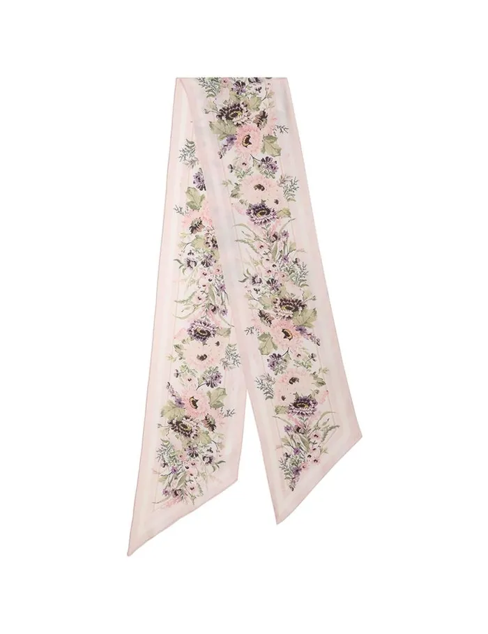 Zimmermann Scarves Printed Silk Neck Scarf Cream Multi Floral 8211 Women