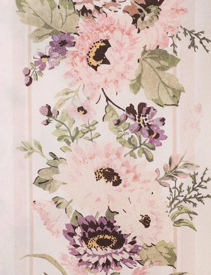 Zimmermann Scarves Printed Silk Neck Scarf Cream Multi Floral 8211 Women