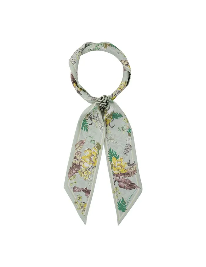 Zimmermann Scarves Printed Silk Ribbon Scarf Mint Tropical Floral 8211 Women